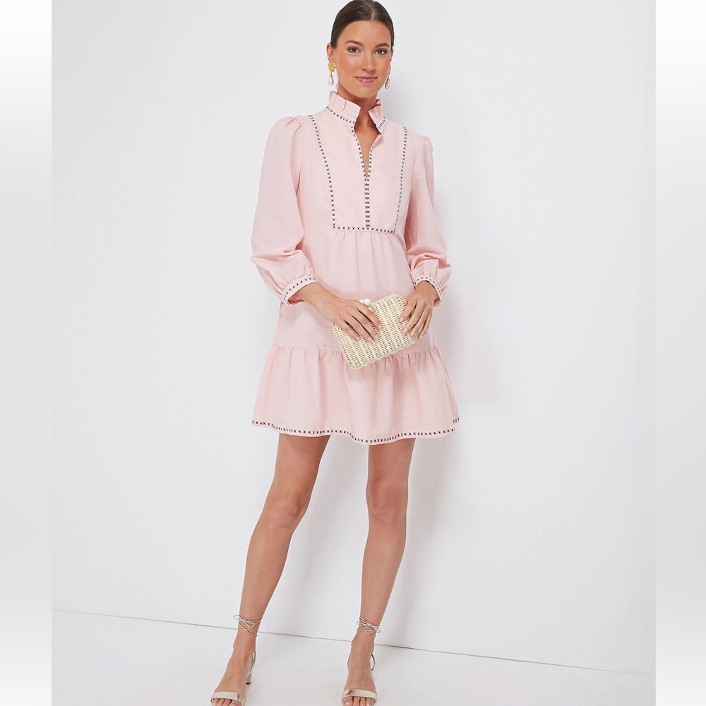 Tuckernuck linen Bermuda Pink Palmerston Dress med Euc